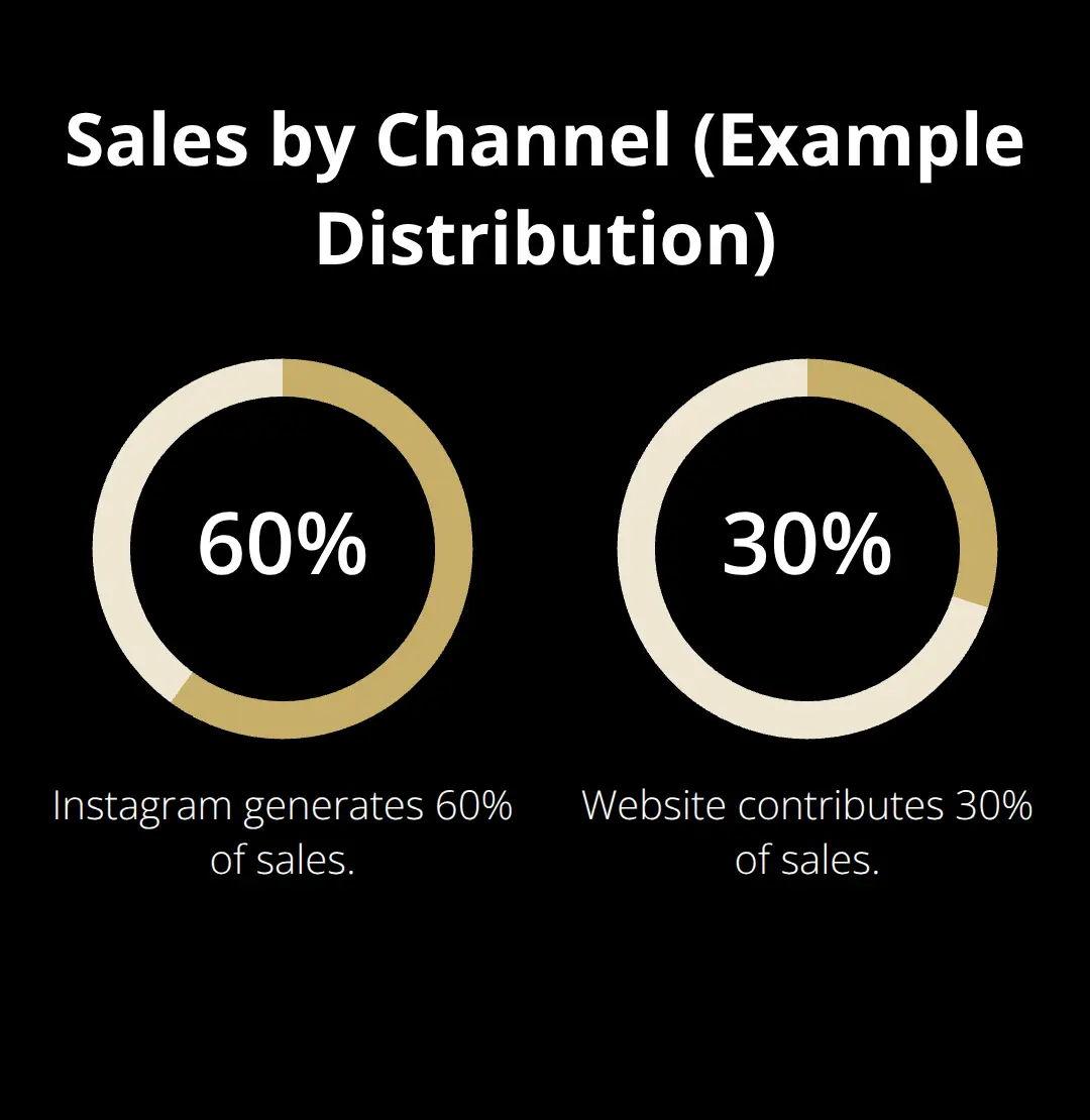 Example split of sales from Instagram and a website for a small U.S. business
