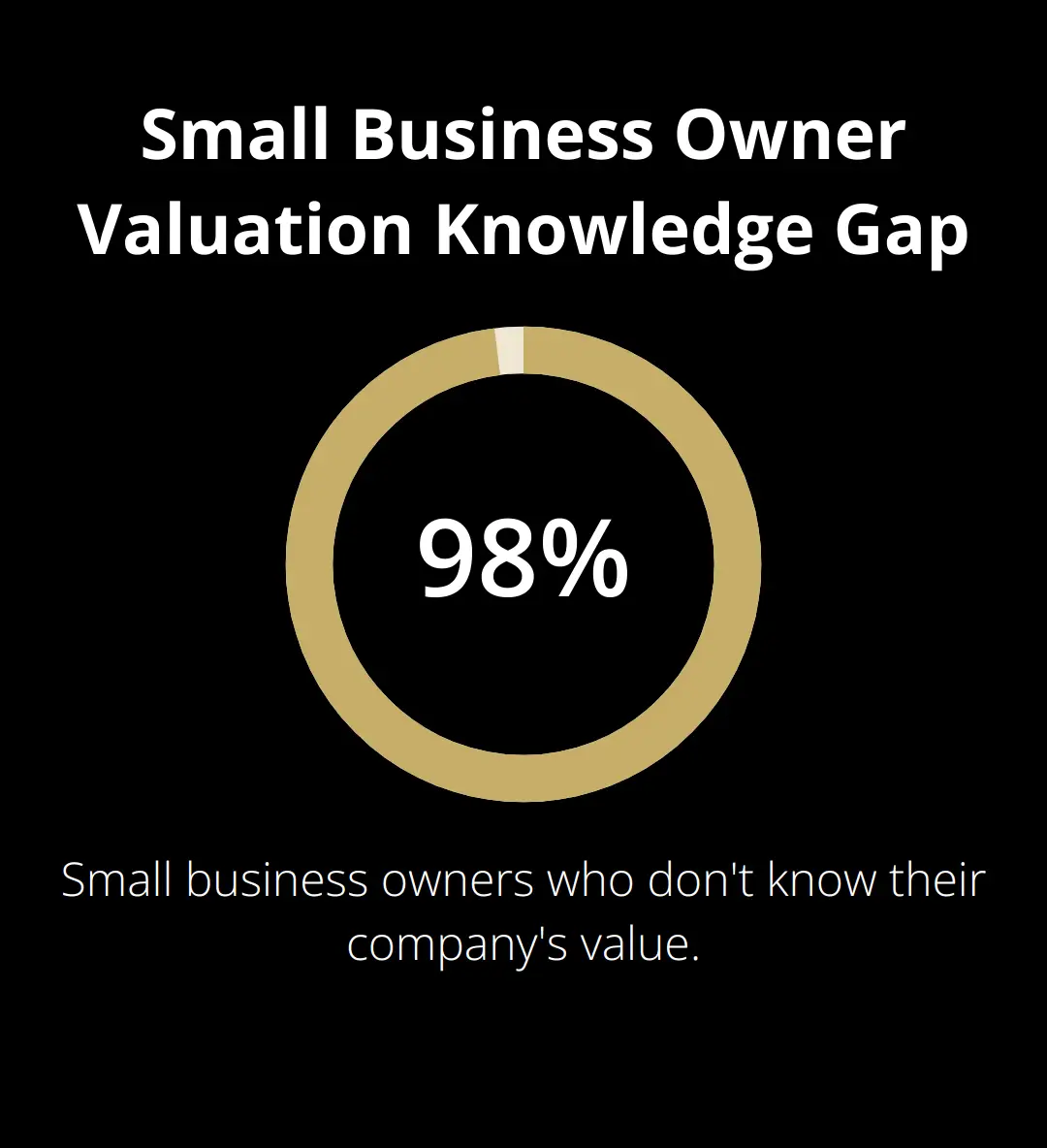 Pie chart showing 98% of small business owners don't know their company's value