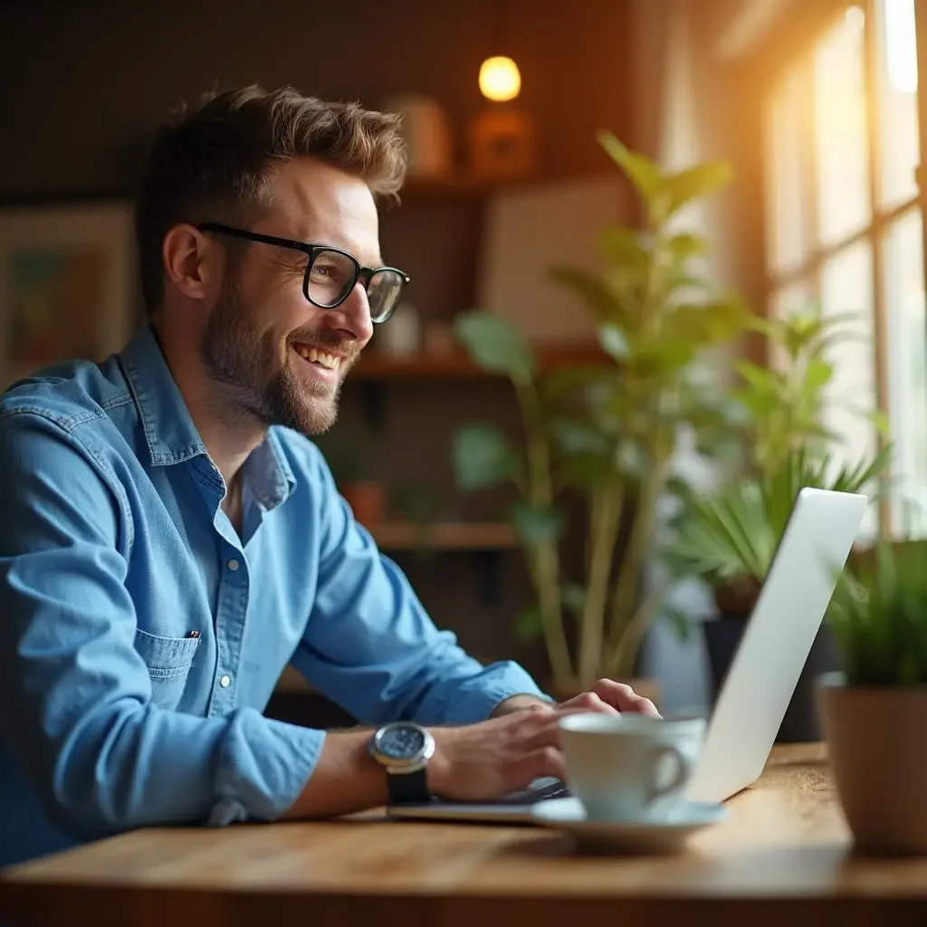 man working on his technology business for sale